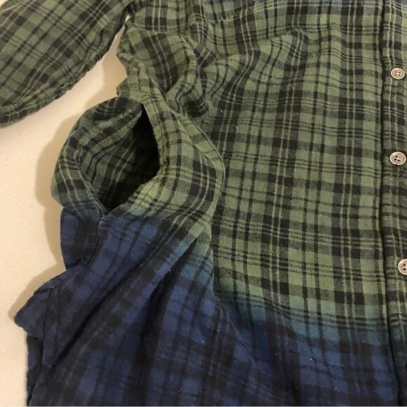 Women’s Dear John Long Sleeve Button Down Plaid Blue Green Size L Pockets - Picture 7 of 12